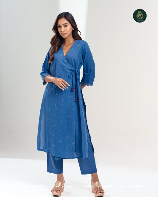 Stitched 2Pc Cotton Suit Set - Obscura Blue : Wrap-Style