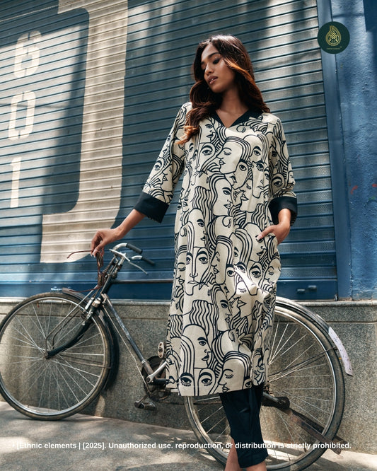 Stitched 2Pc Cotton Suit Set - Ink Whim