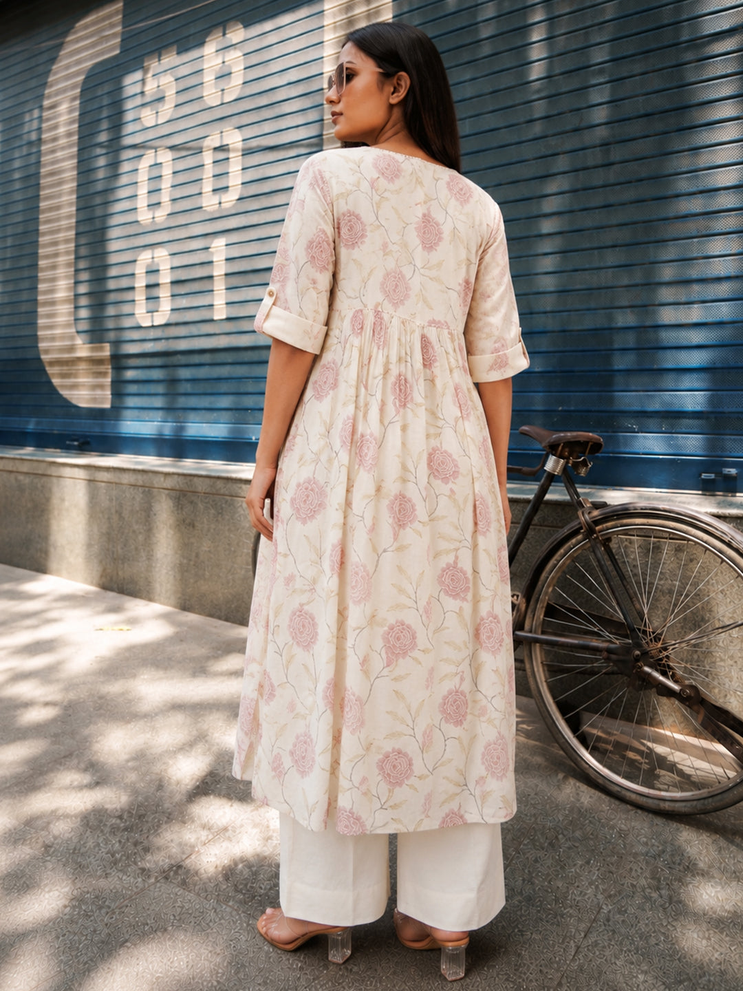 Stitched 2Pc Cotton Suit - Blush Breeze