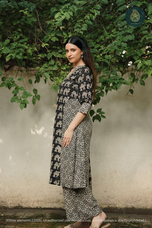 Siyah Cord Set - Hand Block Printed Cotton 2Pc Set