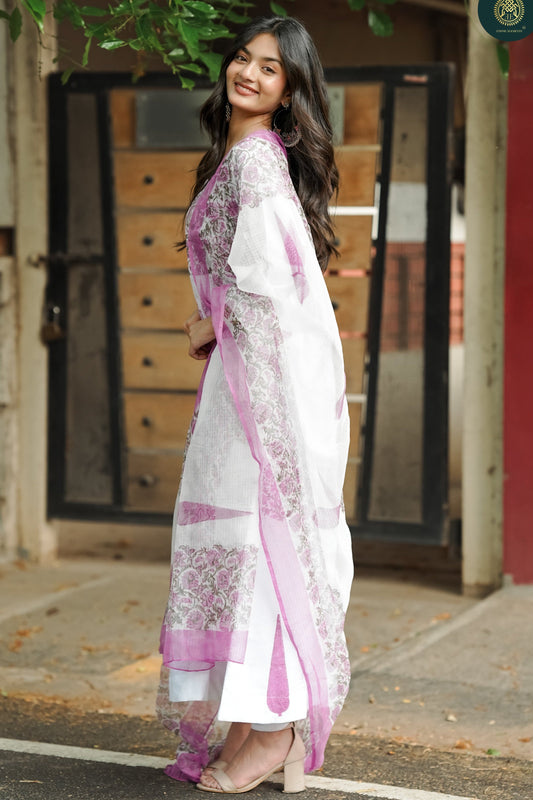 Mughal Galiyar- Handblockprint Cotton 3pc Stitched Suit Set