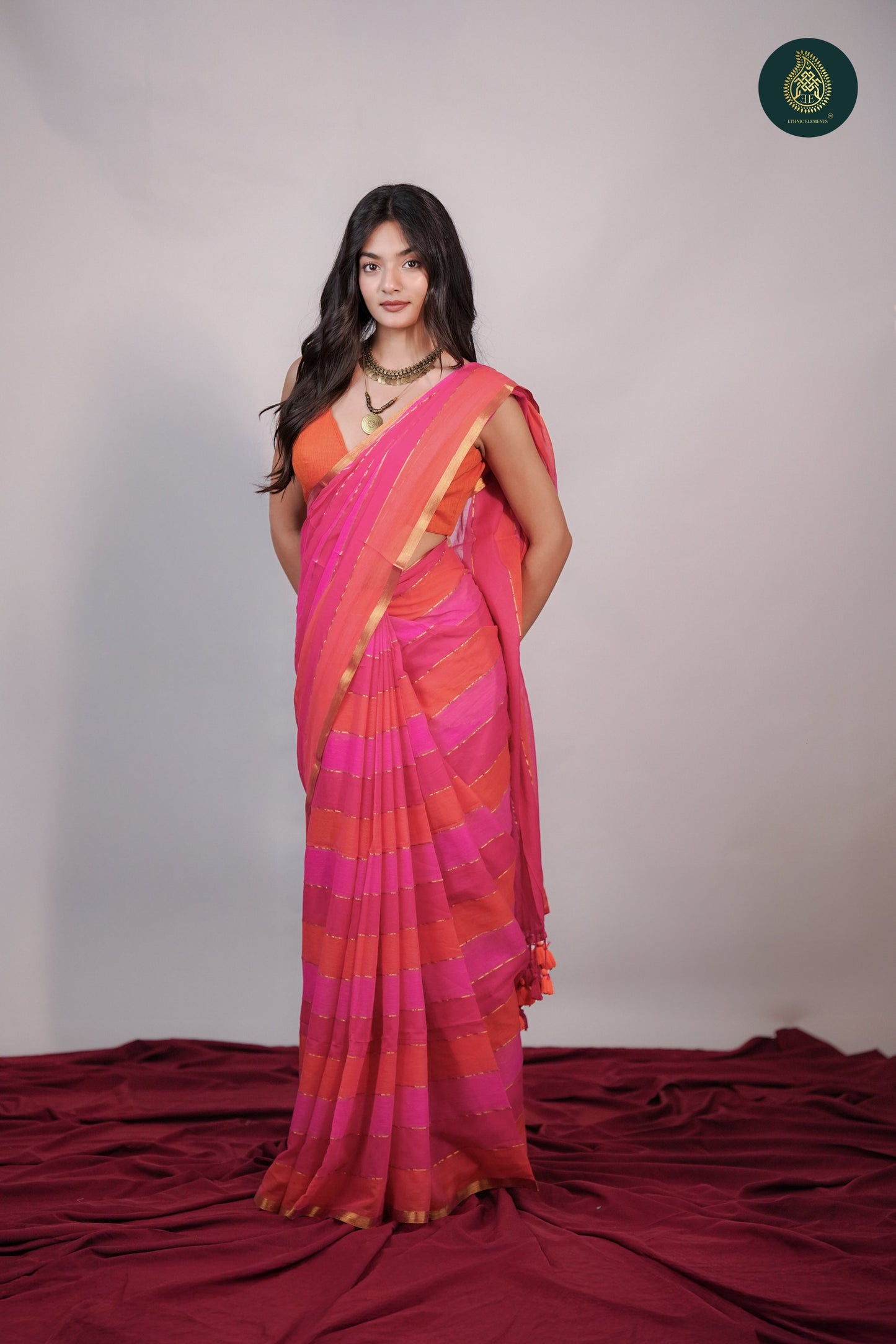 Mul Cotton Saree Gulabi Glow