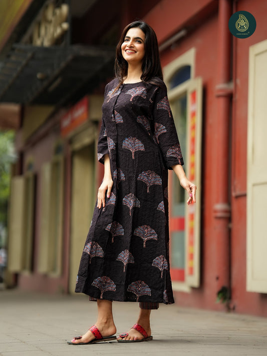 Ajrakh Patti - Handblock Ajrakh Hakoba Cotton 2Pc Suit Set