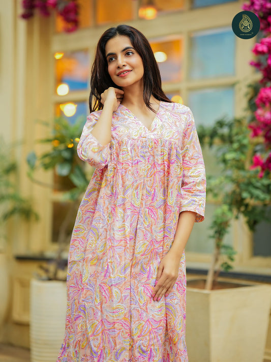 Coral Blush - Cotton Printed 2Pc Stitched Suit Set