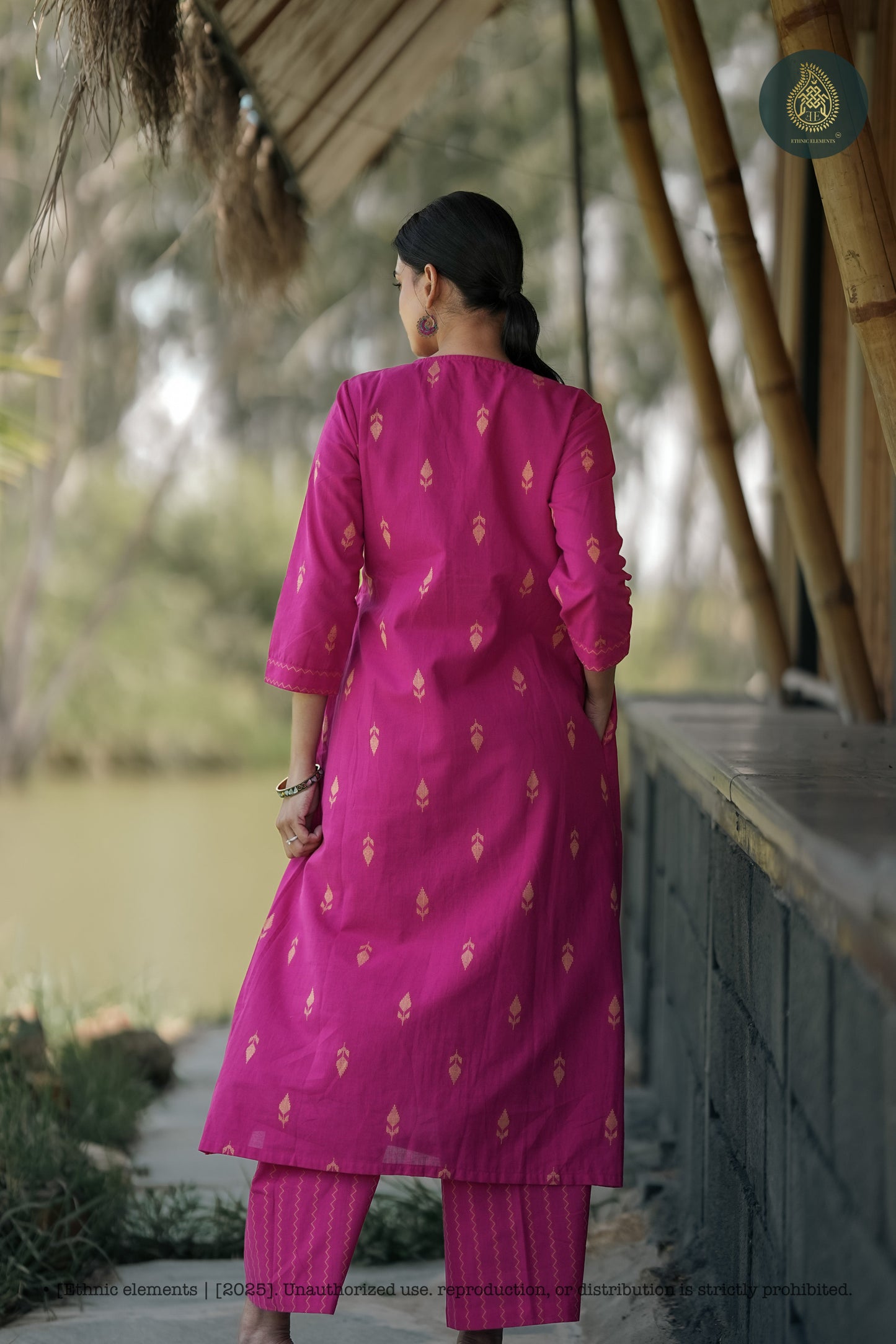 Stitched 2Pc Cotton Suit Set - Rose Ambe