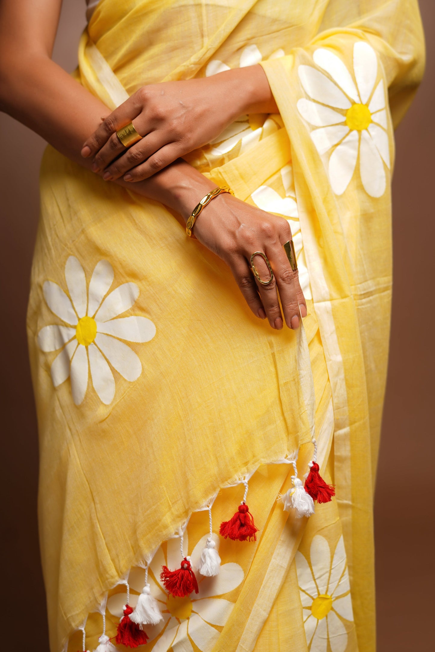 Hand Painted Cotton Saree - Heartbeat