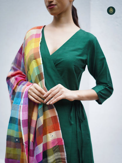 Stitched 3Pc Suit Set - Forest Green & Bhujodi