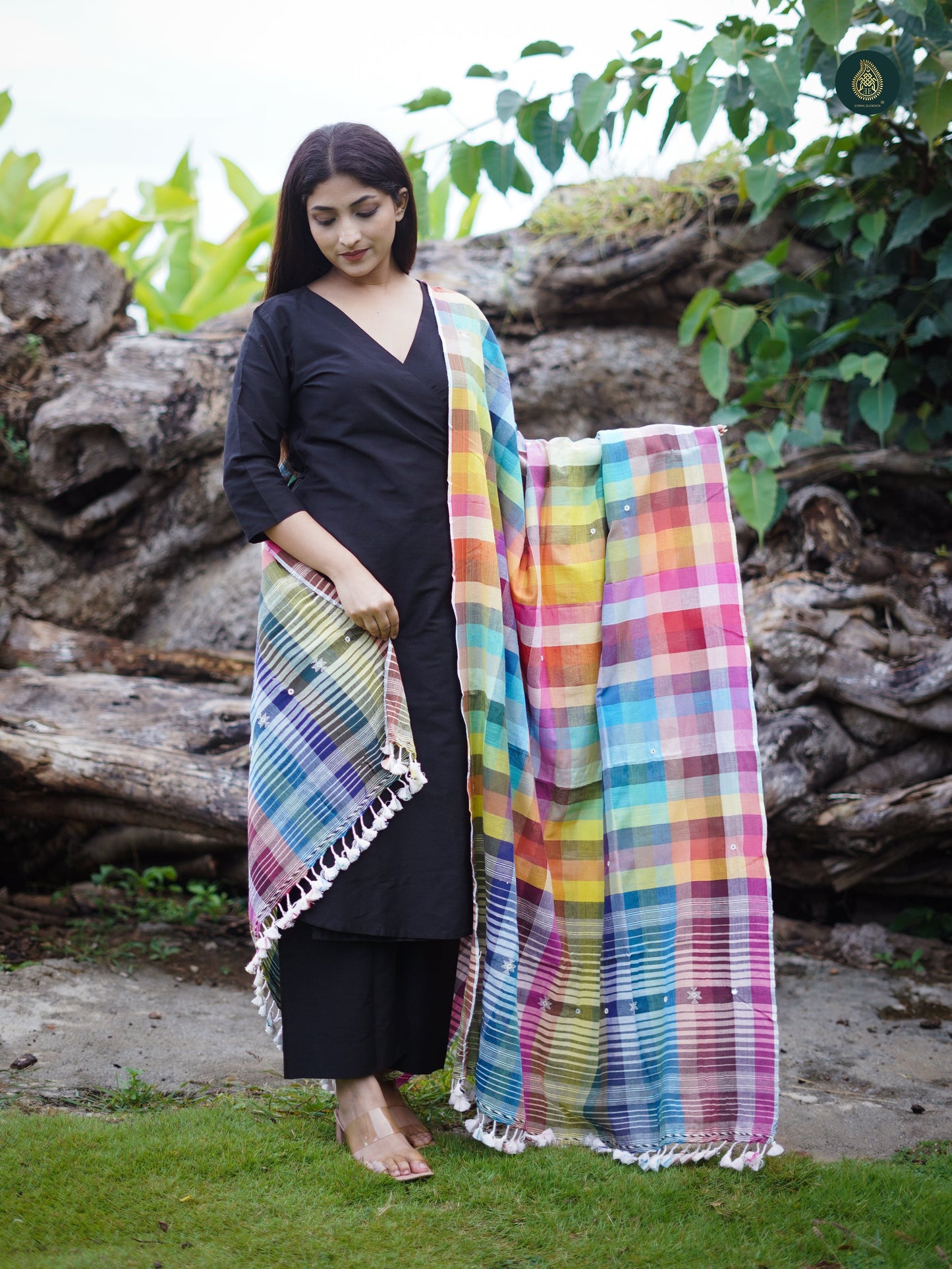 Stitched 3Pc Suit Set - Bhujodi & Metal Black