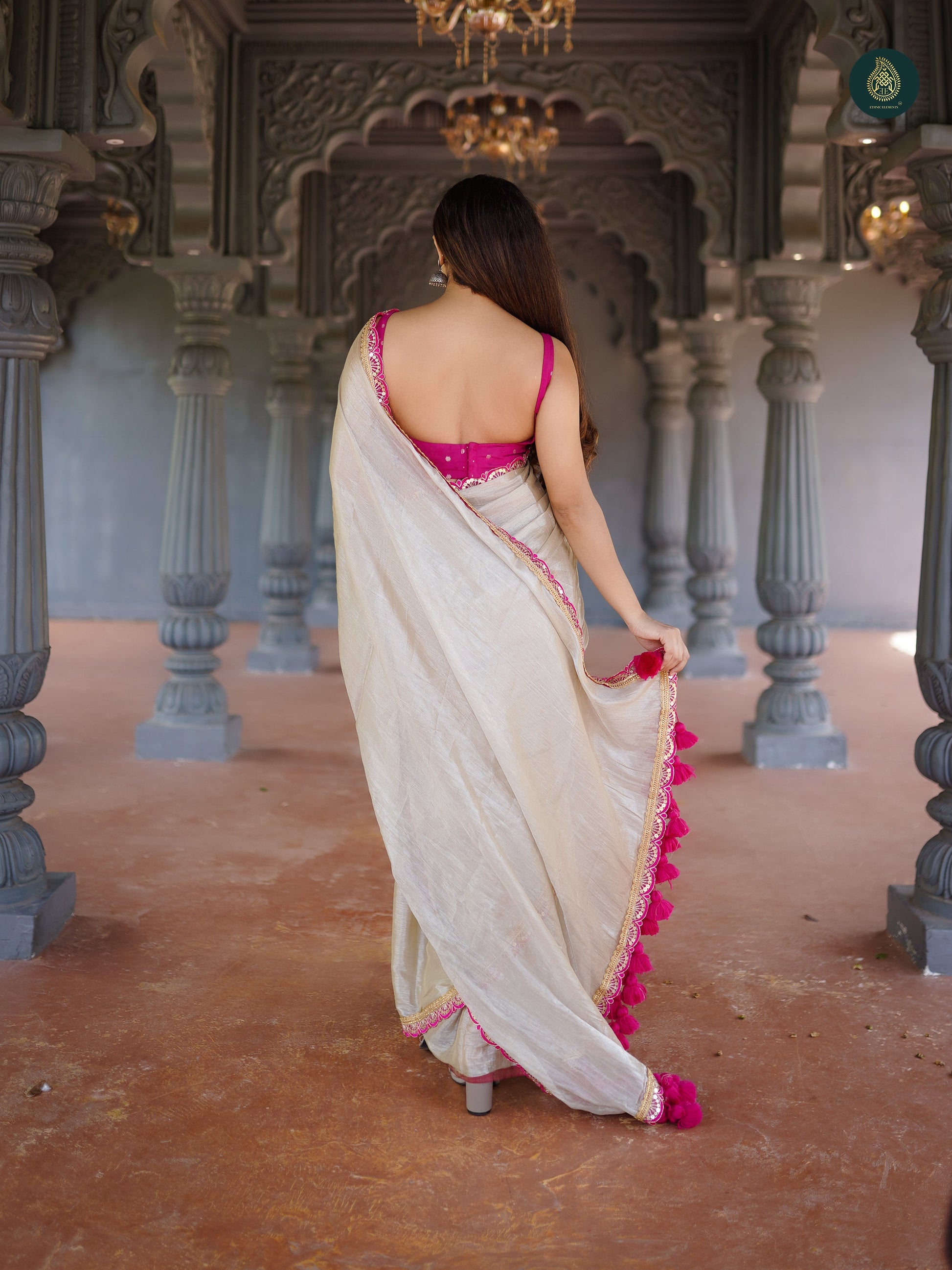 Sea Pearl Mul Mul Cotton Tissue Saree