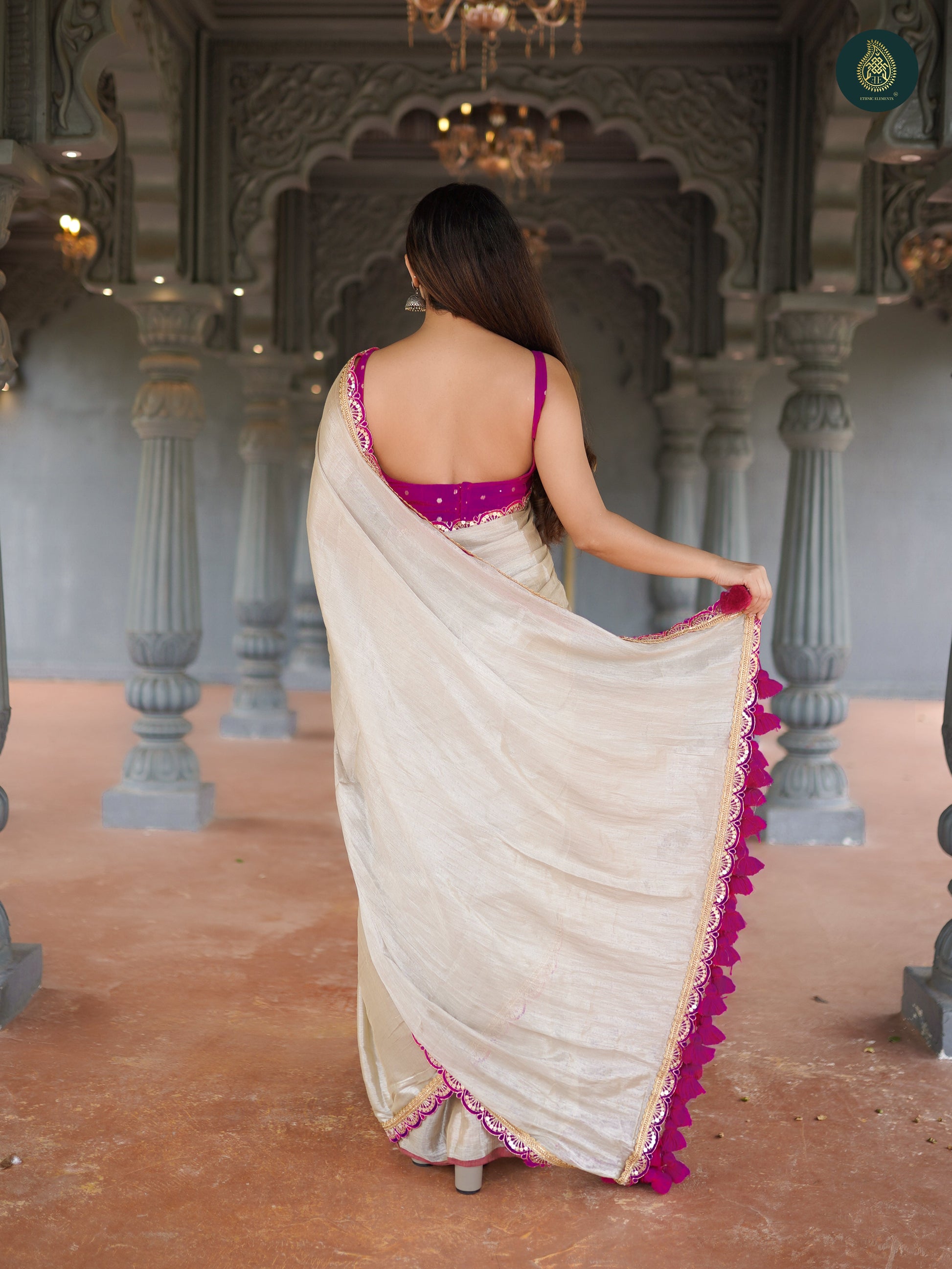 Metallic Mul Mul Cotton Tissue Saree