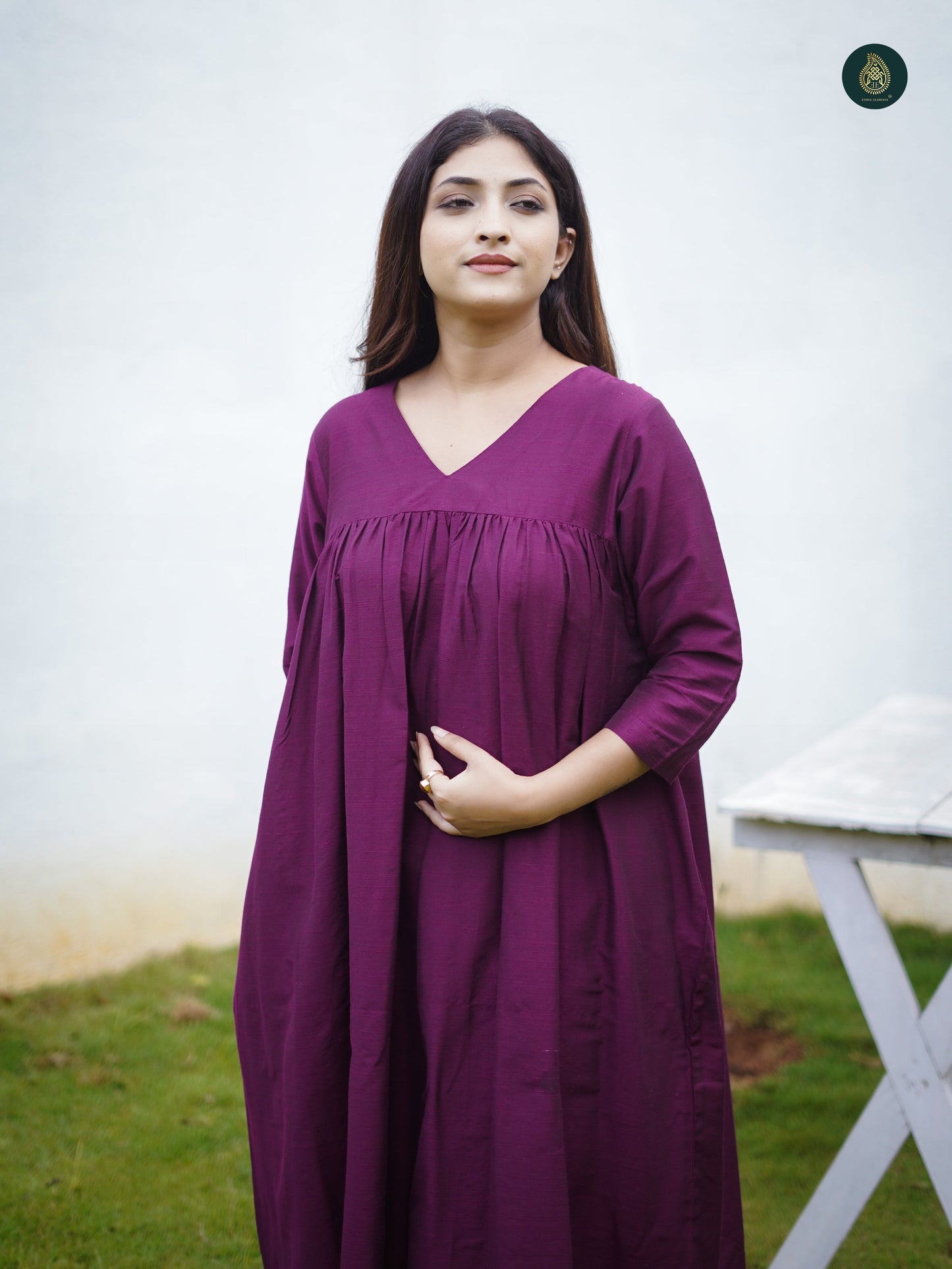 Stitched 2Pc Cotton Silk Suit Set - Mauve