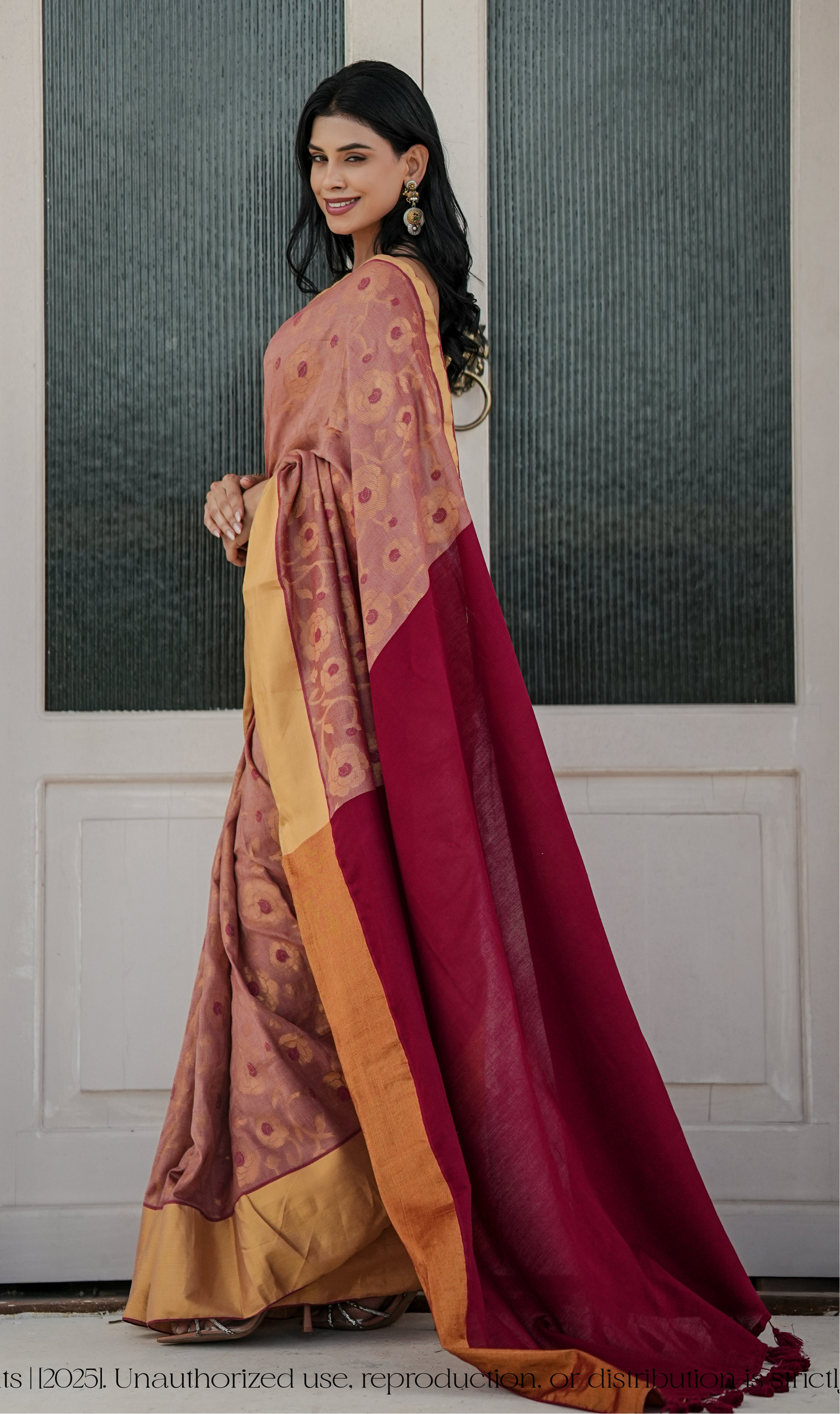 Mul Cotton With Zari Floral Work Saree - Gulbadan