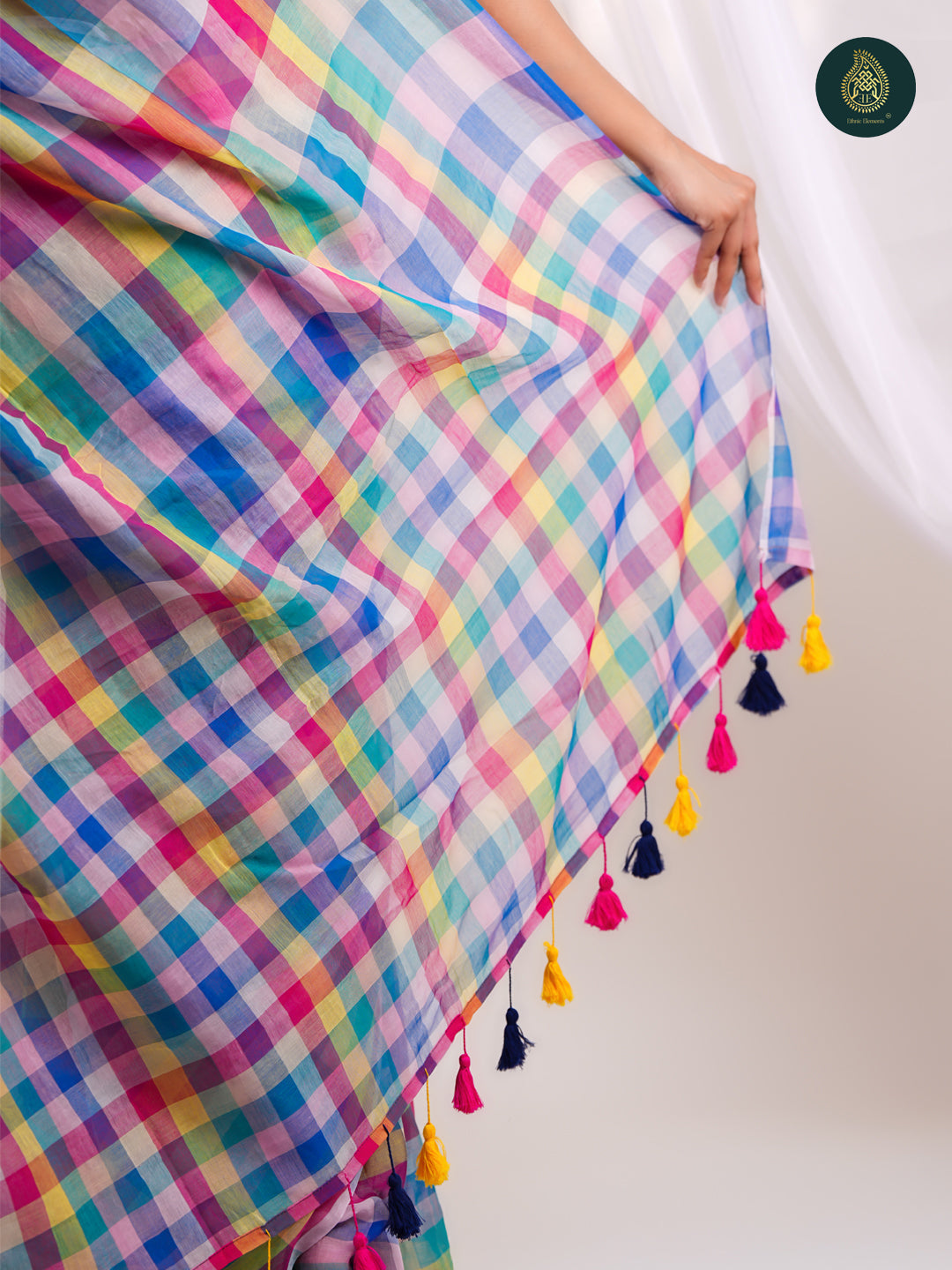 Checks Rainbow Multicolor-  Mul Cotton Saree