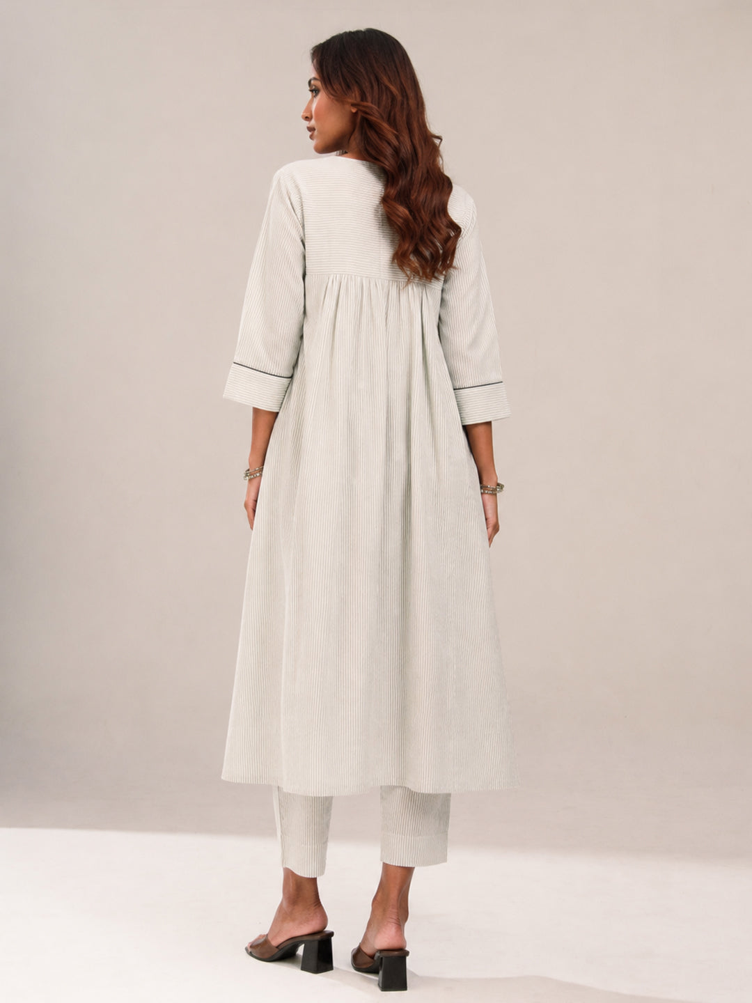 Stitched 2Pc Cotton Suit Set - Chalk Whisper