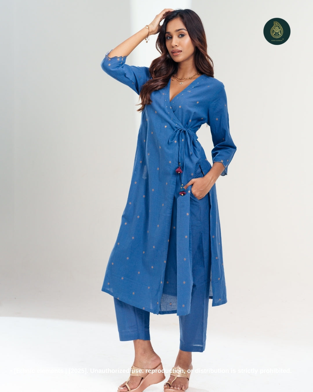 Stitched 2Pc Cotton Suit Set - Obscura Blue : Wrap-Style