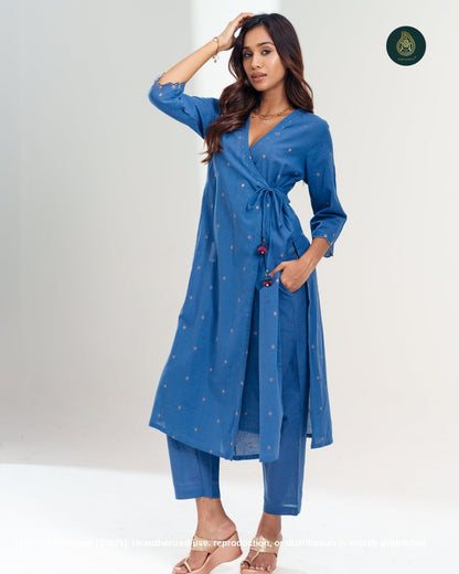 Stitched 2Pc Cotton Suit Set - Obscura Blue : Wrap-Style