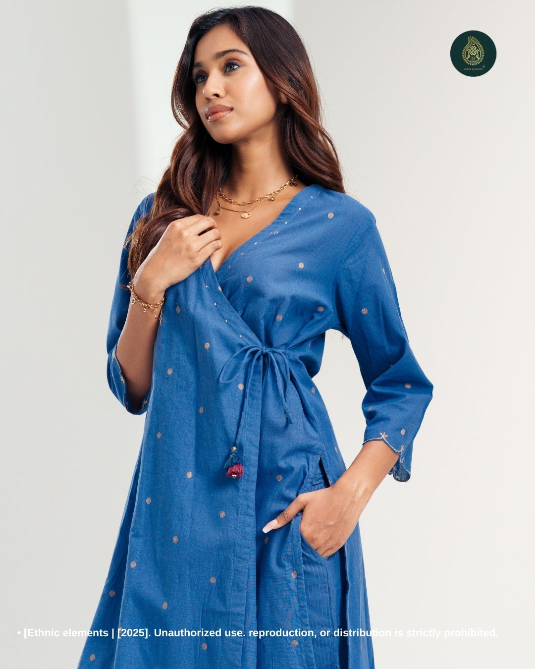 Stitched 2Pc Cotton Suit Set - Obscura Blue : Wrap-Style