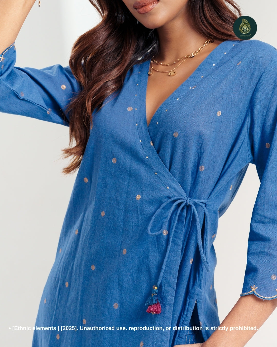 Stitched 2Pc Cotton Suit Set - Obscura Blue : Wrap-Style