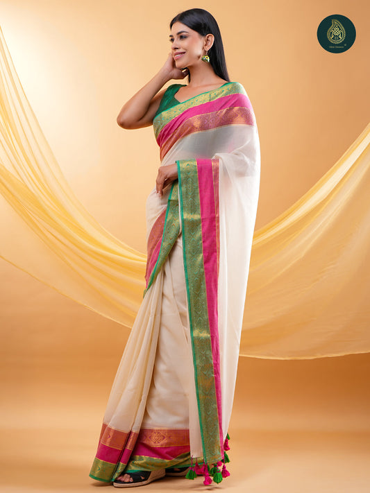 Saanjh Sutra - Mangalagiri Mul Cotton Loom Saree