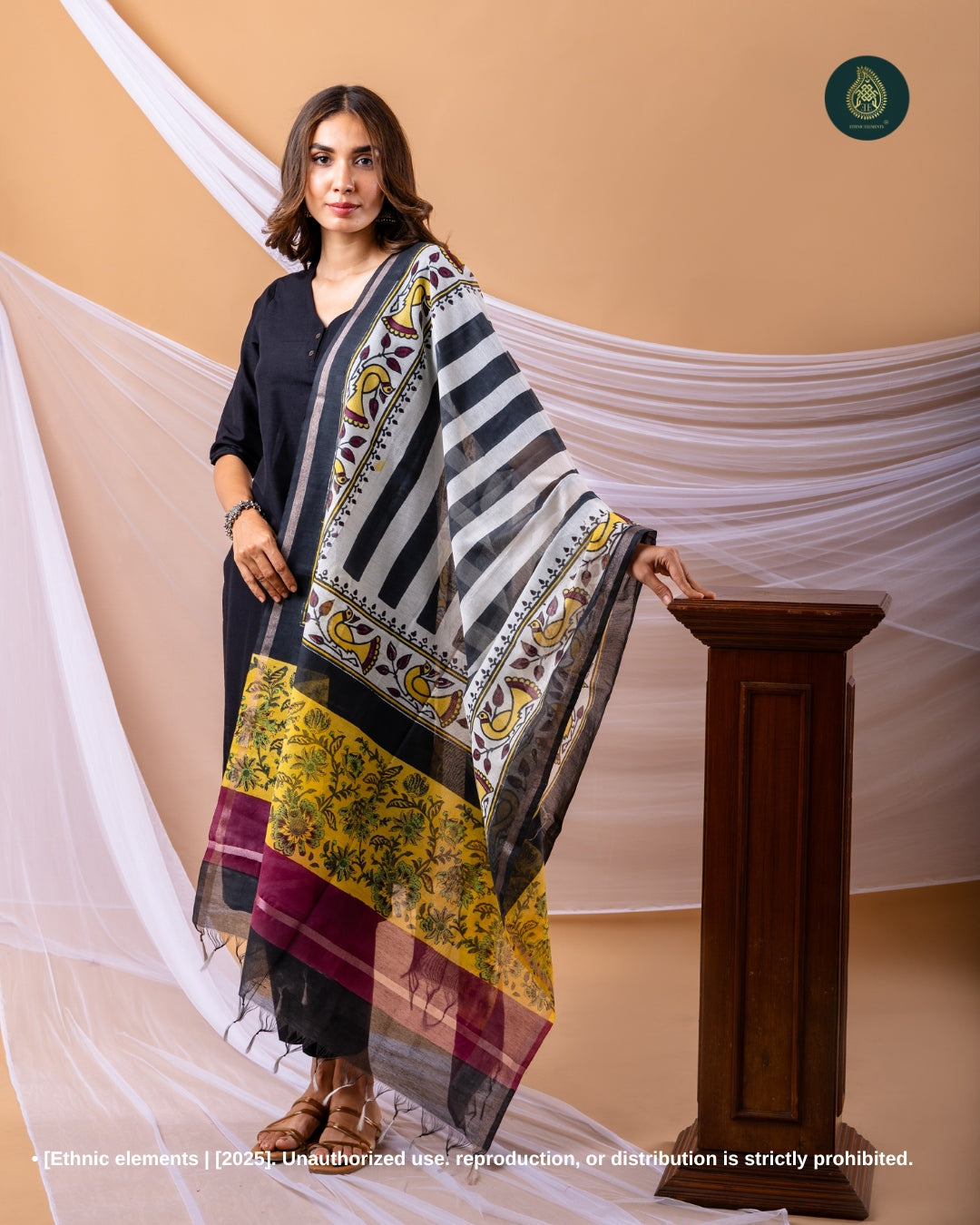 Stitched 3Pc Suit Set - Inkwite & Sanganeri
