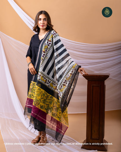 Stitched 3Pc Suit Set - Inkwite & Sanganeri