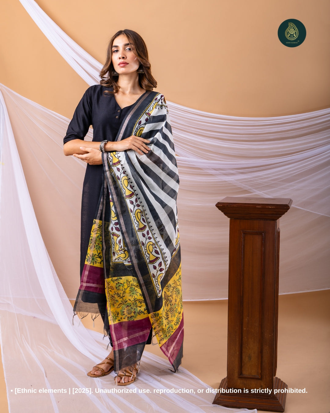 Stitched 3Pc Suit Set - Inkwite & Sanganeri