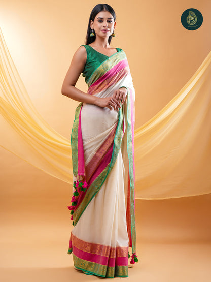 Saanjh Sutra - Mangalagiri Mul Cotton Loom Saree