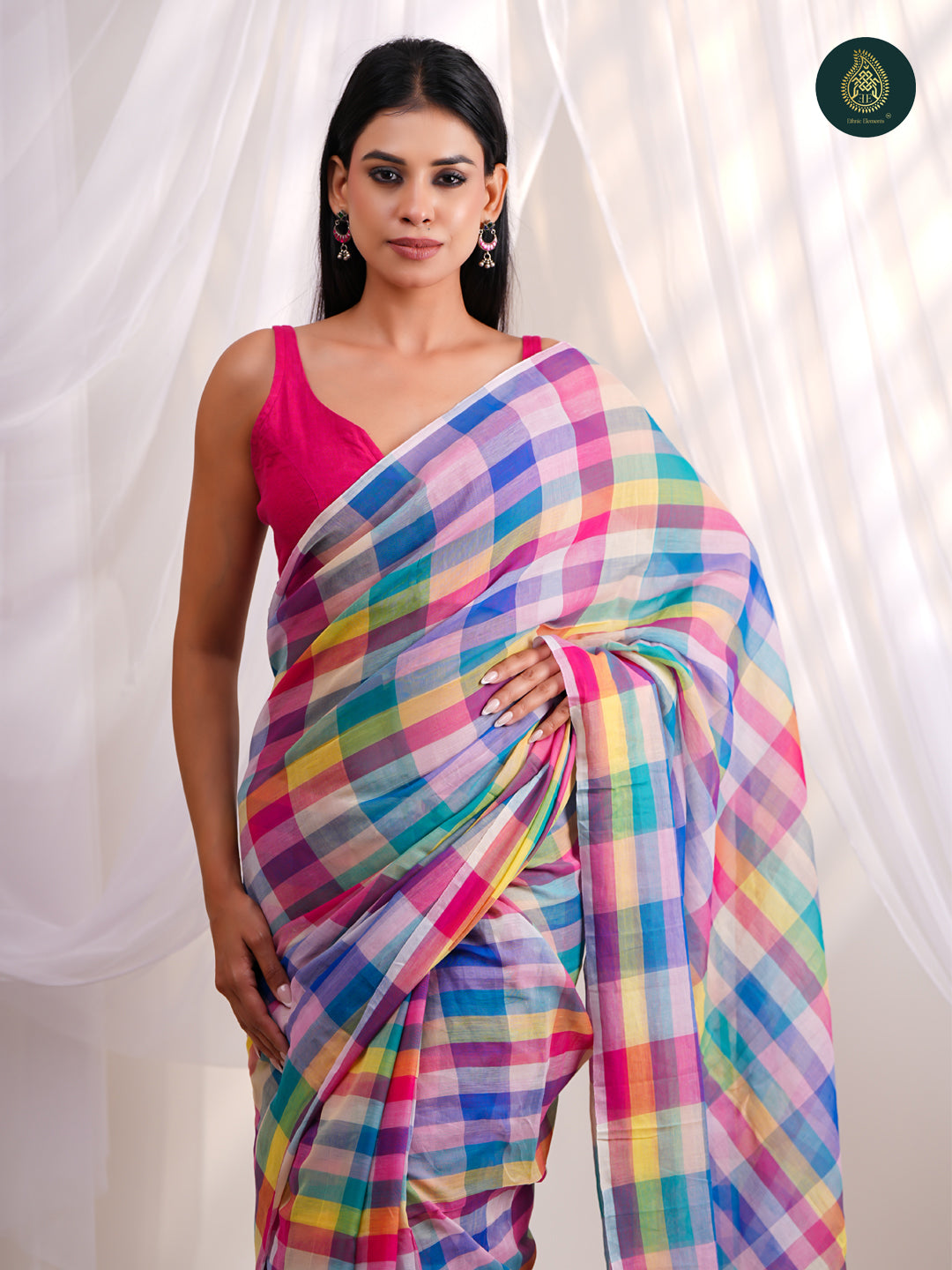 Checks Rainbow Multicolor-  Mul Cotton Saree