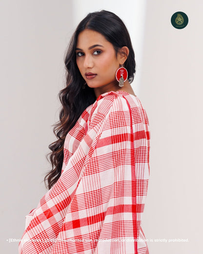 Stitched 3Pc Cotton Suit Set Cherry Checks Cotton