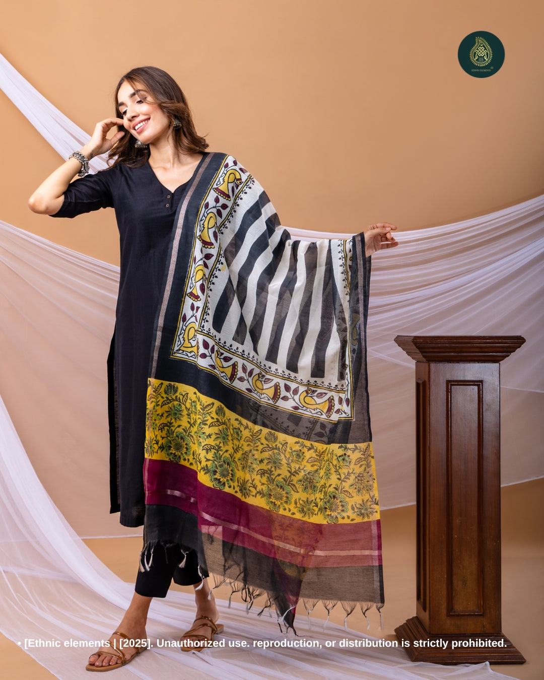 Stitched 3Pc Suit Set - Inkwite & Sanganeri