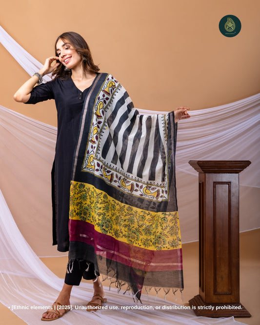 Stitched 3Pc Suit Set - Inkwite & Sanganeri