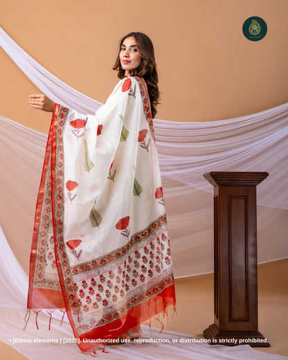 Stitched 3pc Suit¬¨Set - Swan White & Sanganeri