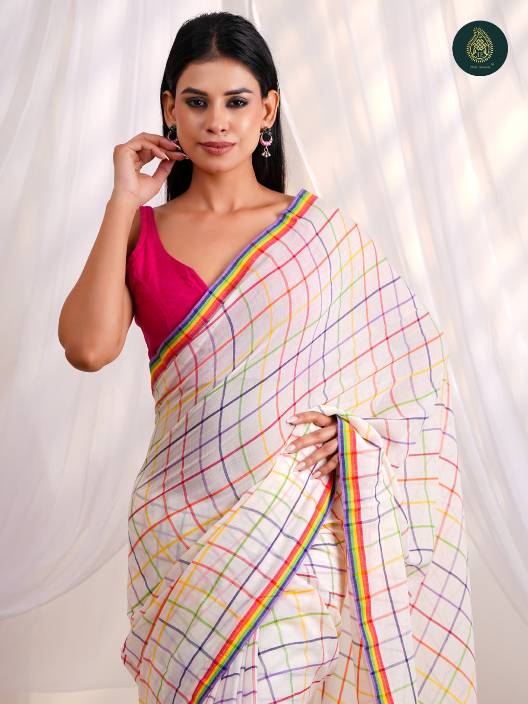 Rainbow Checks – Mul Cotton Saree