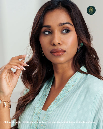 Stitched 2Pc Cotton Suit Set - Lush Mint