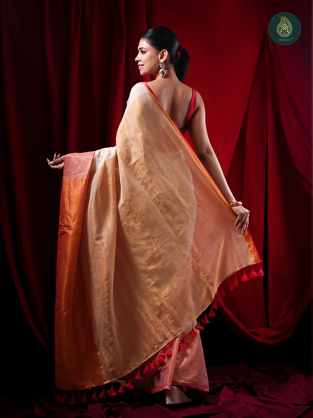 Ivory White Jamdani Zari Mul Cotton Saree For Women