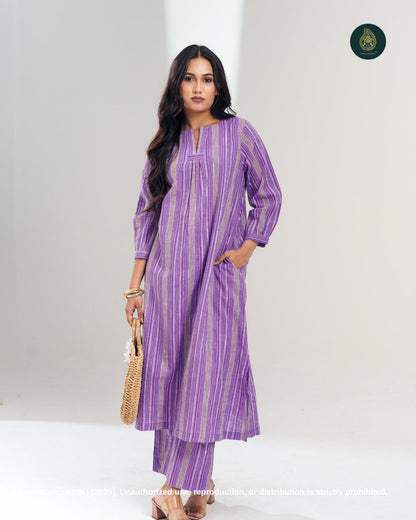 Stitched 2Pc Cotton Suit Set Hushed Lilac