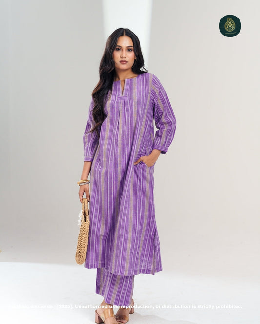 Stitched 2Pc Cotton Suit Set Hushed Lilac