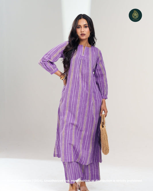 Stitched 2Pc Cotton Suit Set Hushed Lilac