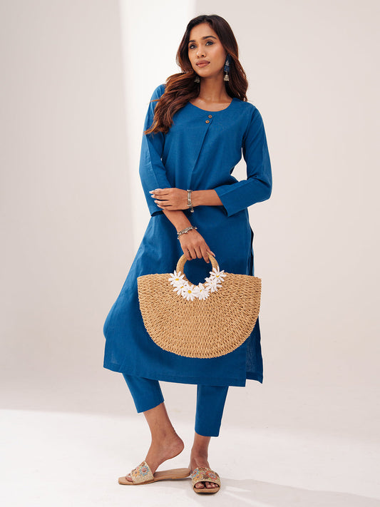 Stitched 2Pc Cotton Suit Set - Chambray Muse