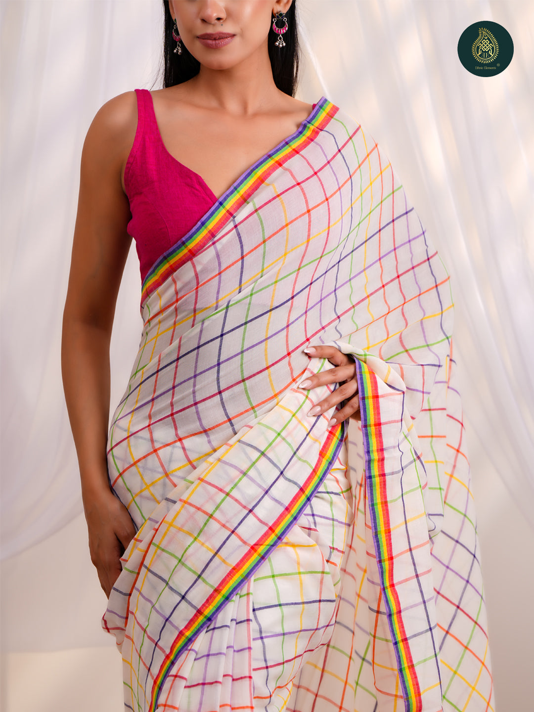 Rainbow Checks – Mul Cotton Saree