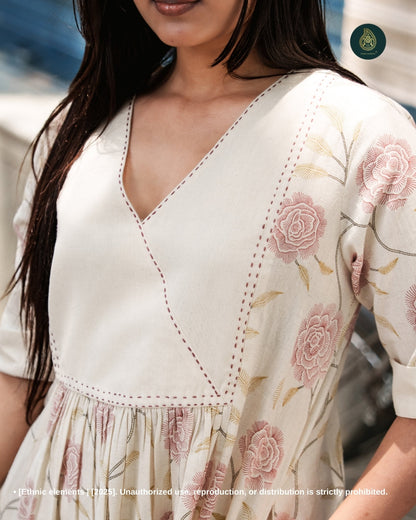 Stitched 2Pc Cotton Suit - Blush Breeze