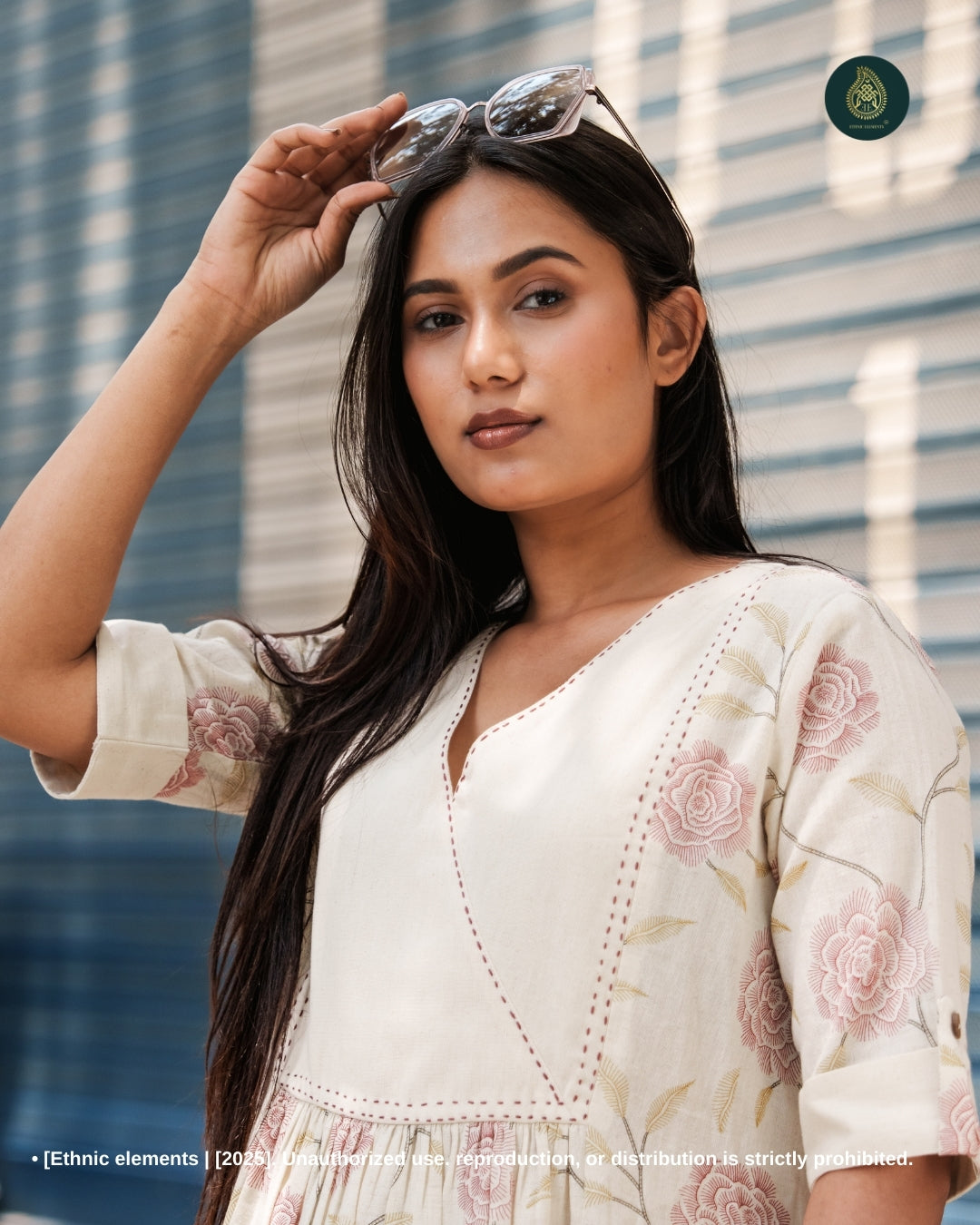 Stitched 2Pc Cotton Suit - Blush Breeze