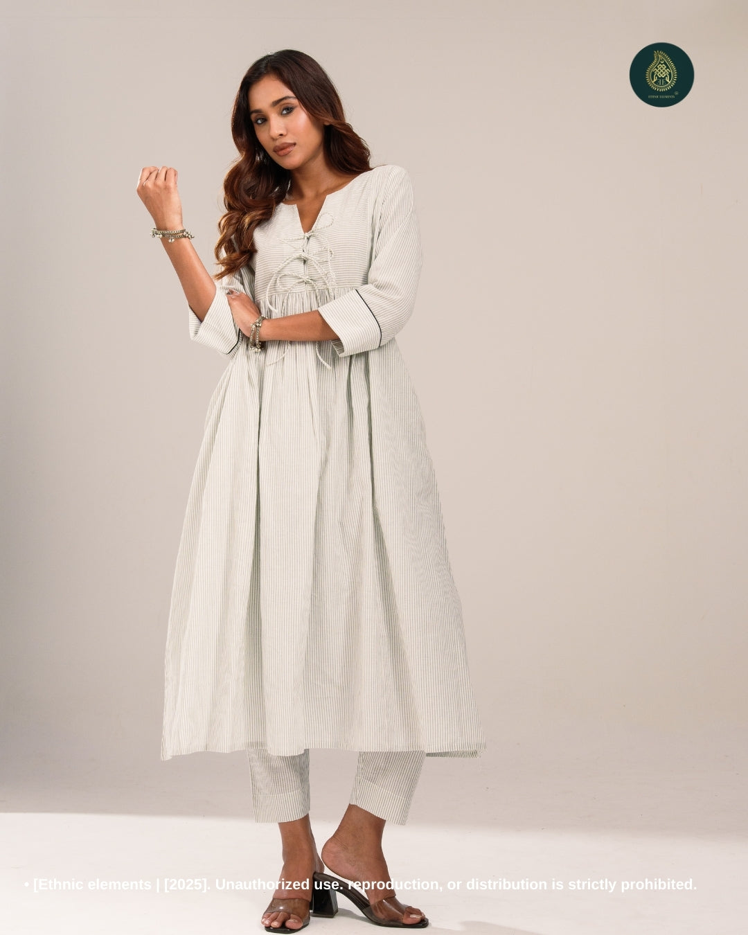 Stitched 2Pc Cotton Suit Set - Chalk Whisper