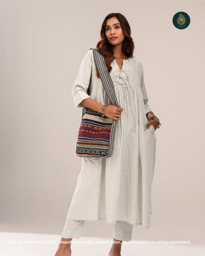Stitched 2Pc Cotton Suit Set - Chalk Whisper