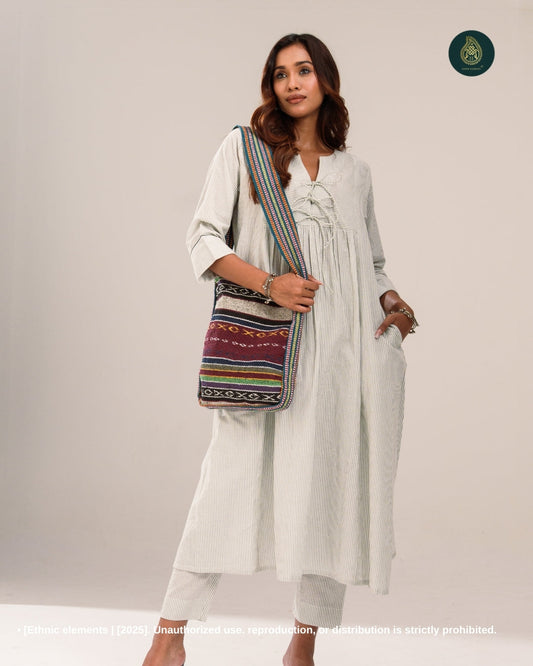 Stitched 2Pc Cotton Suit Set - Chalk Whisper