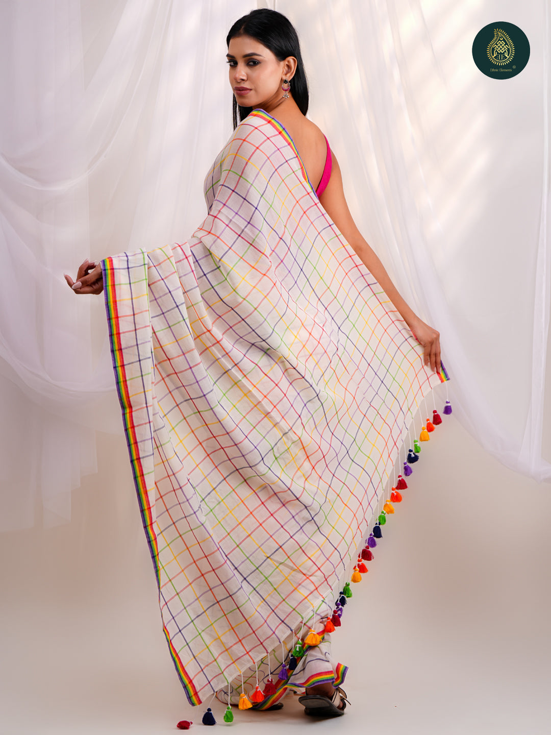 Rainbow Checks – Mul Cotton Saree