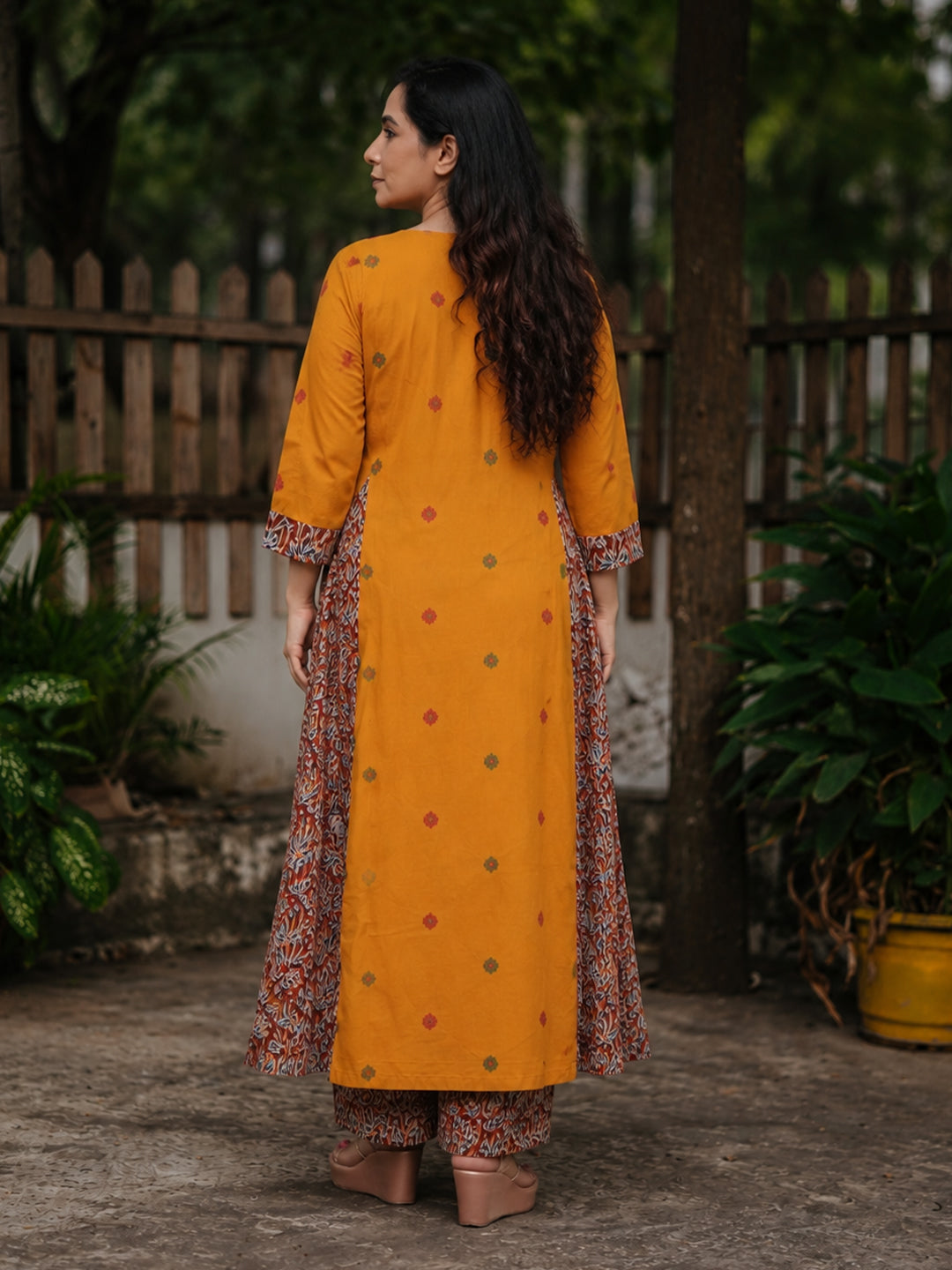 Stitched 2-Pc Hand Block Kalamkari Cotton Suit Set