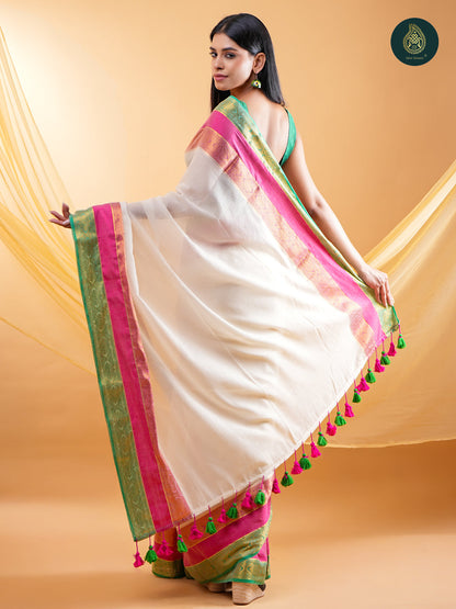 Saanjh Sutra - Mangalagiri Mul Cotton Loom Saree