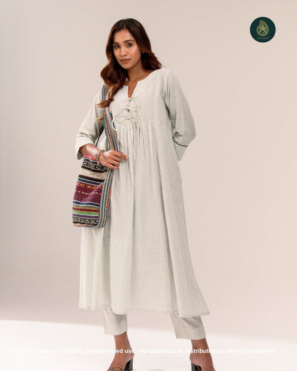 Stitched 2Pc Cotton Suit Set - Chalk Whisper