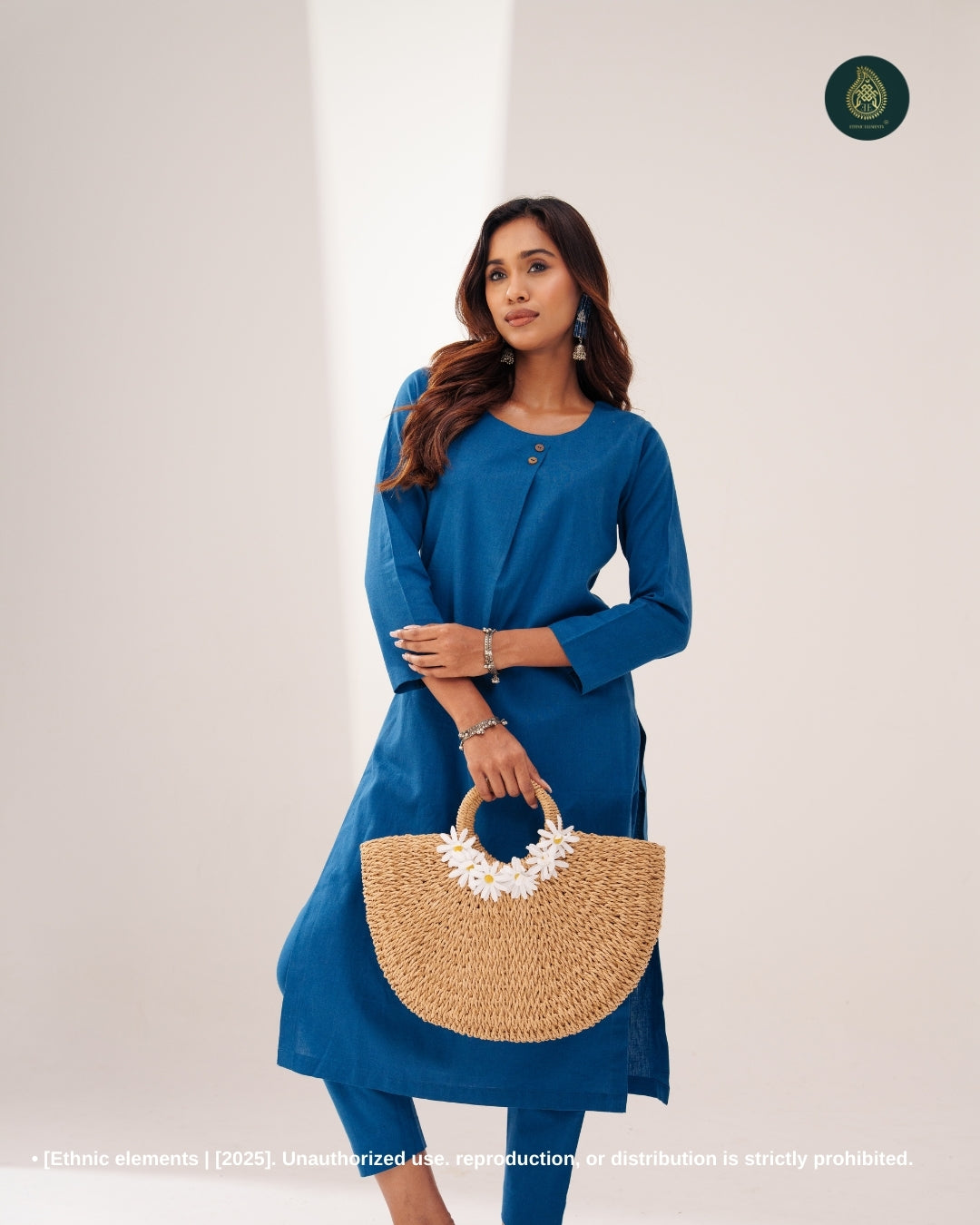 Stitched 2Pc Cotton Suit Set - Chambray Muse